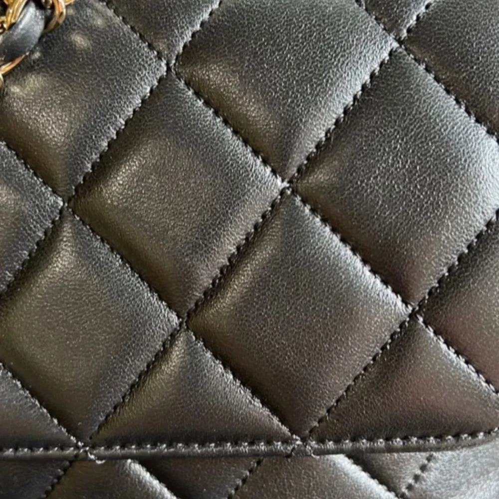 CHANEL Lambskin Quilted Small Trendy CC Dual Handle Flap Bag Black